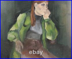 Vintage Gouache Painting Woman Portrait