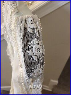 Vintage Gunne Sax Prairie Dress Full Sweep Boho Lace Ivory Wedding 70's sz S