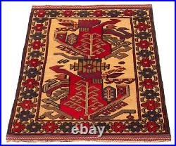 Vintage Hand Knotted Area Rug 2'10 x 4'6 Traditional Wool Carpet