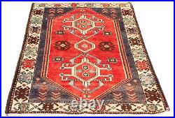 Vintage Hand Knotted Area Rug 3'7 x 4'9 Traditional Wool Carpet