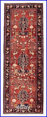Vintage Hand Knotted Area Rug 3'7 x 9'7 Traditional Wool Carpet