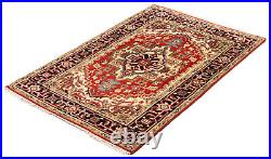 Vintage Hand Knotted Area Rug 4'0 x 6'2 Traditional Wool Carpet
