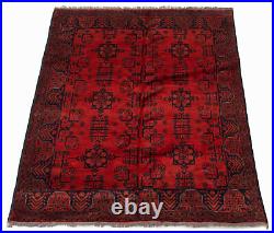 Vintage Hand Knotted Area Rug 4'10 x 6'3 Traditional Wool Carpet