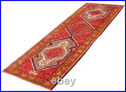 Vintage Hand-Knotted Carpet 3'7 x 10'6 Traditional Wool Area Rug