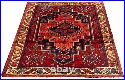 Vintage Hand-Knotted Carpet 5'1 x 6'11 Traditional Wool Area Rug