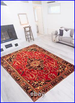 Vintage Hand-Knotted Carpet 7'1 x 9'10 Traditional Wool Area Rug
