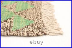 Vintage Hand Woven Geometric Carpet 3'5 x 4'6 Wool Kilim Area Rug