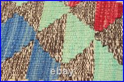 Vintage Hand Woven Geometric Carpet 3'5 x 4'6 Wool Kilim Area Rug