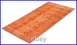 Vintage Hand-knotted Distressed Carpet 3'7 x 6'11 Traditional Overdyed Rug