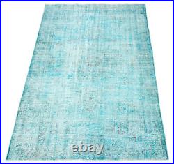 Vintage Hand-knotted Distressed Carpet 6'1 x 9'1 Traditional Overdyed Rug