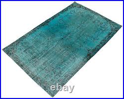 Vintage Hand-knotted Distressed Carpet 6'2 x 9'5 Traditional Overdyed Rug