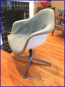Vintage Herman Miller Eames Upholstered Swivel Contoured Chair Fiberglass Shell