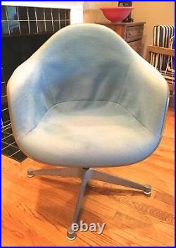 Vintage Herman Miller Eames Upholstered Swivel Contoured Chair Fiberglass Shell