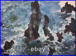 Vintage Impressionist Gouache Painting Seascape
