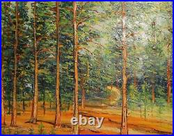 Vintage Impressionist Oil Painting Forest Landscape