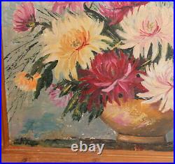 Vintage Impressionist Oil Painting Still Life With Flowers Signed