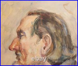 Vintage Impressionist man portrait watercolor painting