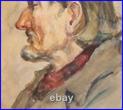 Vintage Impressionist man portrait watercolor painting