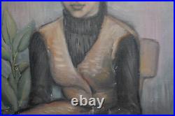 Vintage Impressionist woman portrait oil painting
