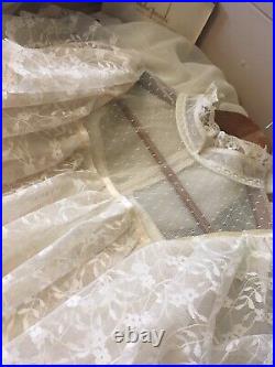 Vintage Ivory Lace Maxi Dress Boho Victorian Wedding Dress Prairie size S/M