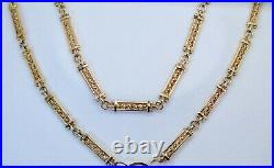 Vintage Jewelry Gold Necklace Chain Antique Padlock Pendant Jewellery 44Cm Long