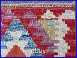Vintage Kilim Traditional Hand Made Oriental Red Wool Kilim Runner 294x87cm