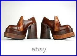 Vintage Leather DISCO party Platform Shoes SONAX sz37