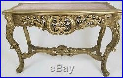 Vintage Louis XVI French Carved Wood Console Hall Table With Marble Top 48 Long