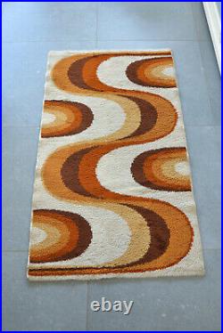 Vintage MCM Space Age Pop Art Psychedelic Panton Carpet Rya Rug Colani Eames Era