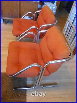 Vintage MID-CENTURY MODERN Chrome JERRY JOHNSON slingback chairs EX pair