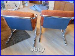 Vintage MID-CENTURY MODERN Chrome JERRY JOHNSON slingback chairs EX pair