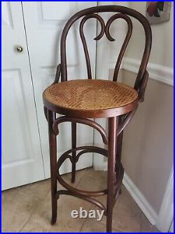 Vintage MID Century Cane Bentwood Rattan Counter Cafe Bar Stool