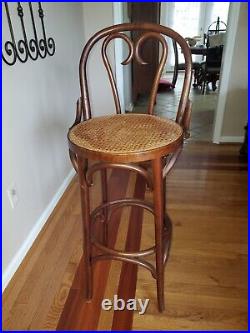 Vintage MID Century Cane Bentwood Rattan Counter Cafe Bar Stool
