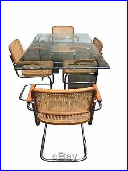 Vintage MID Century Modern Breuer Cesca Tubular Steel & Cane Dining Room Set