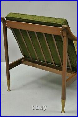Vintage Mid Century Danish Modern Metal Frame & Walnut Lounge Arm Club Chair