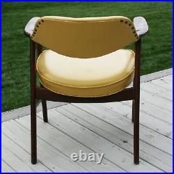 Vintage Mid Century Danish Modern Wood Armchair Lounge Arm Cocktail Gold Chair