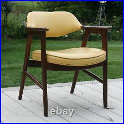 Vintage Mid Century Danish Modern Wood Armchair Lounge Arm Cocktail Gold Chair