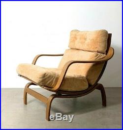 Vintage Mid Century Modern Bentwood Oak Lounge Chair Danish Scandinavian Style
