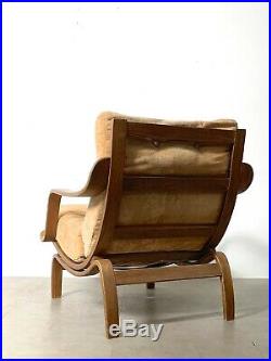 Vintage Mid Century Modern Bentwood Oak Lounge Chair Danish Scandinavian Style