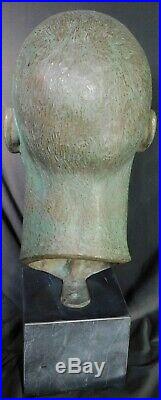 Vintage Mid Century Modern Bronze Bust Handsome Young Man Sculpture G Rebechini