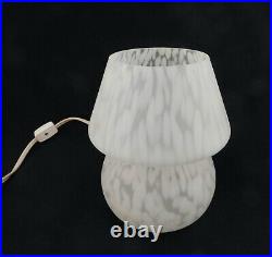 Vintage Mid Century Modern Speckled Mushroom Glass Table Lamp Light MCM