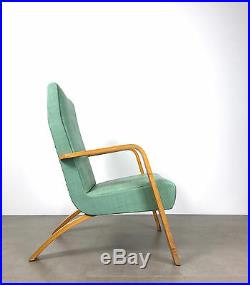 Vintage Mid Century Modern Thonet Bentwood Tall Back Lounge Chair Turquoise Aqua