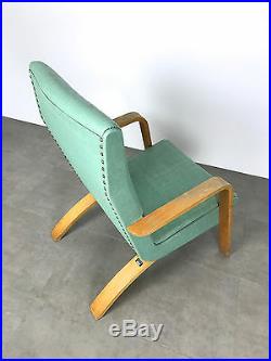 Vintage Mid Century Modern Thonet Bentwood Tall Back Lounge Chair Turquoise Aqua