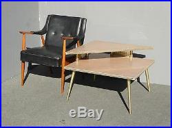 Vintage Mid Century Retro 1960 Corner Table Coffee Table w Brass Peg Legs
