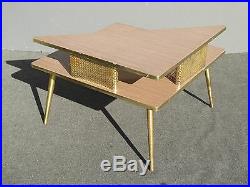 Vintage Mid Century Retro 1960 Corner Table Coffee Table w Brass Peg Legs