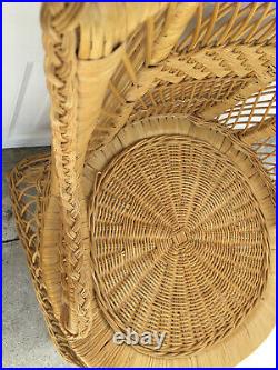 Vintage Mid Century Wicker Rattan Braided Arm Chair