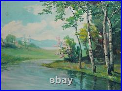 Vintage Oil Painting Landscape River