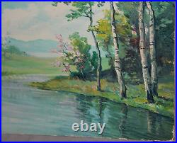 Vintage Oil Painting Landscape River