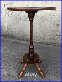 Vintage Old Antique Solid Wood Wooden Lamp End Side Pedestal Table Plant Stand