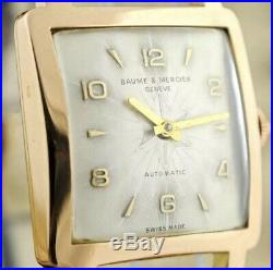 Vintage Original Baume Mercier Automatic Large 18k Solid Gold Square Gents Watch